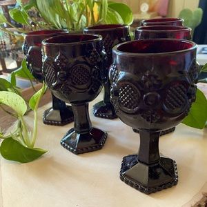 Avon Cape Cod Ruby red glass goblets